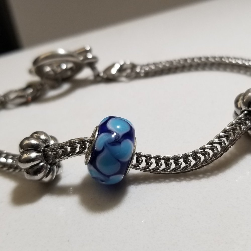 Wonderful Blue Italian Bead Charm on Bracelet